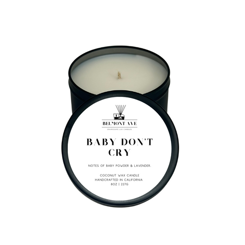 8oz Baby Don’t Cry Coconut Wax Tin Candle