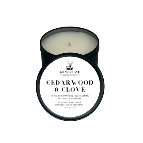8oz Cedarwood & Clove Coconut Wax Tin Candle