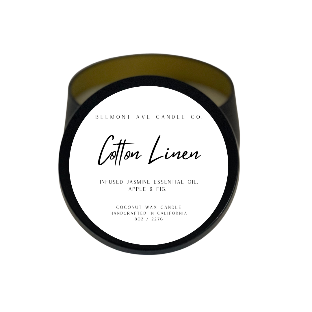 8oz Cotton Linen Coconut Wax Tin Candle